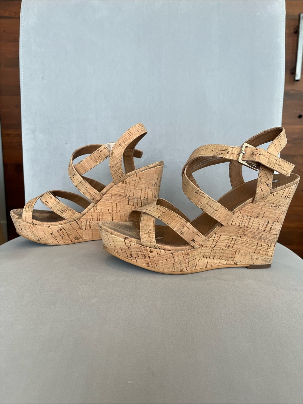 BP Summer Women’s Cork Wedge Sandals - Neutral Tan Size 7.5